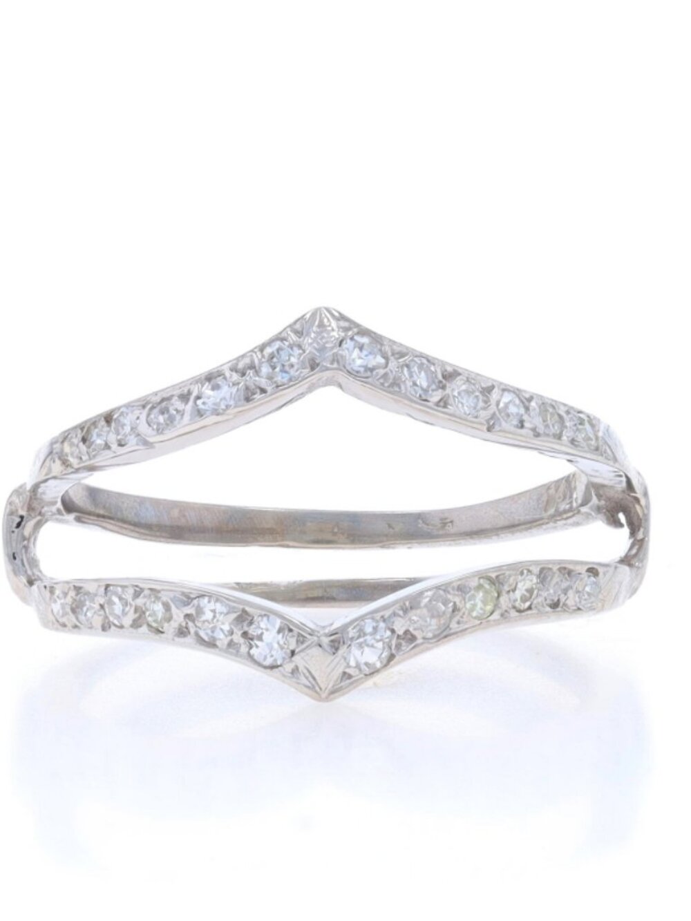 White Gold Diamond Enhancer Wedding Band -14k Single Cut .24ctw Wrap Jacket Ring